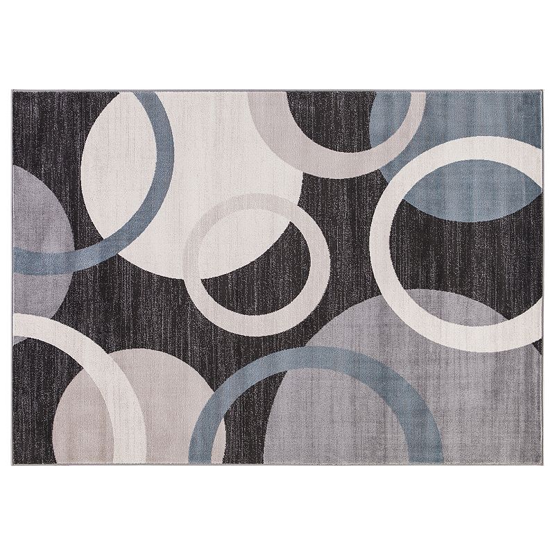 Concord Global Lara Circles Geometric Rug, Black, 8X11 Ft