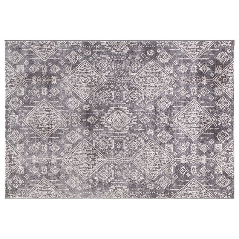 Concord Global Lara Santa Fe Tribal Rug, Grey, 5X7.5 Ft