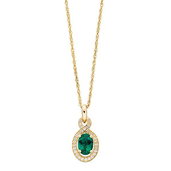 14k Gold Over Silver Lab-Created Emerald & Lab-Created White Sapphire ...