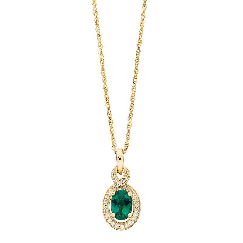14k Gold Over Silver Lab-Created Emerald & Lab-Created White Sapphire Oval