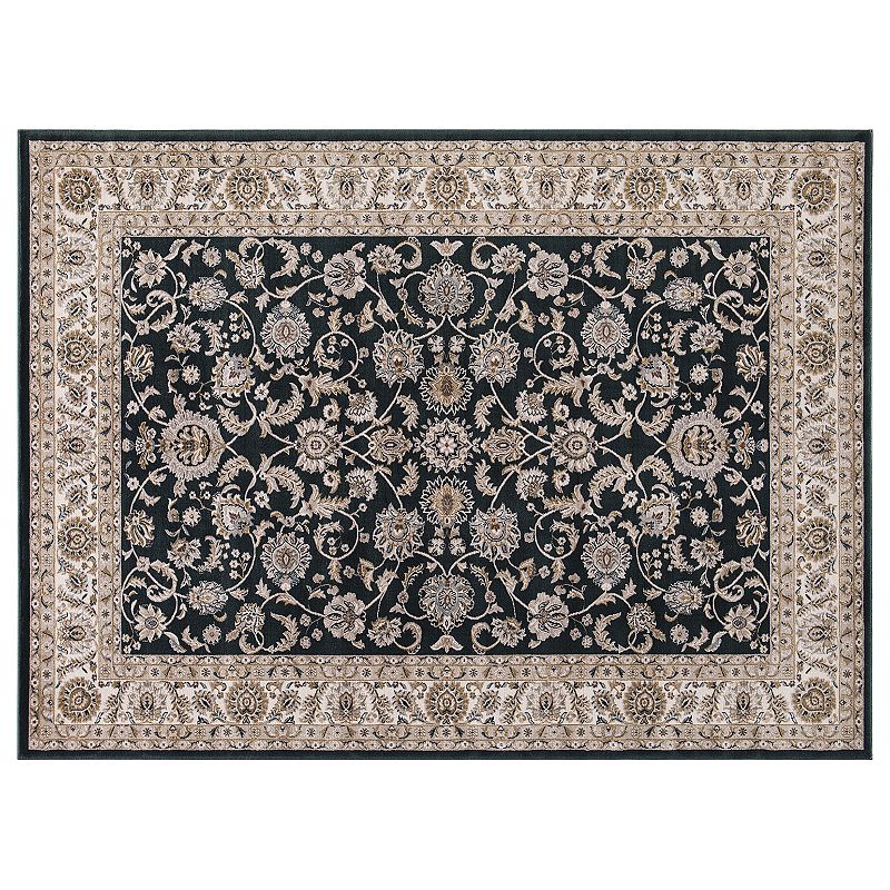 Concord Global Kashan Bergama Framed Floral Rug, Green, 5X7 Ft