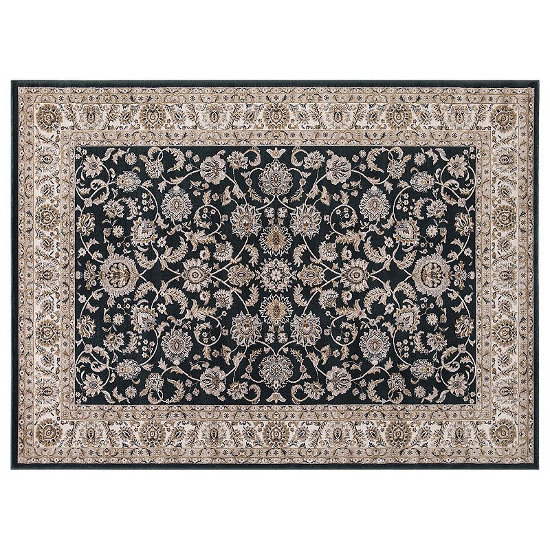 Concord Global Kashan Bergama Framed Floral Rug, Green, 6.5X9 Ft