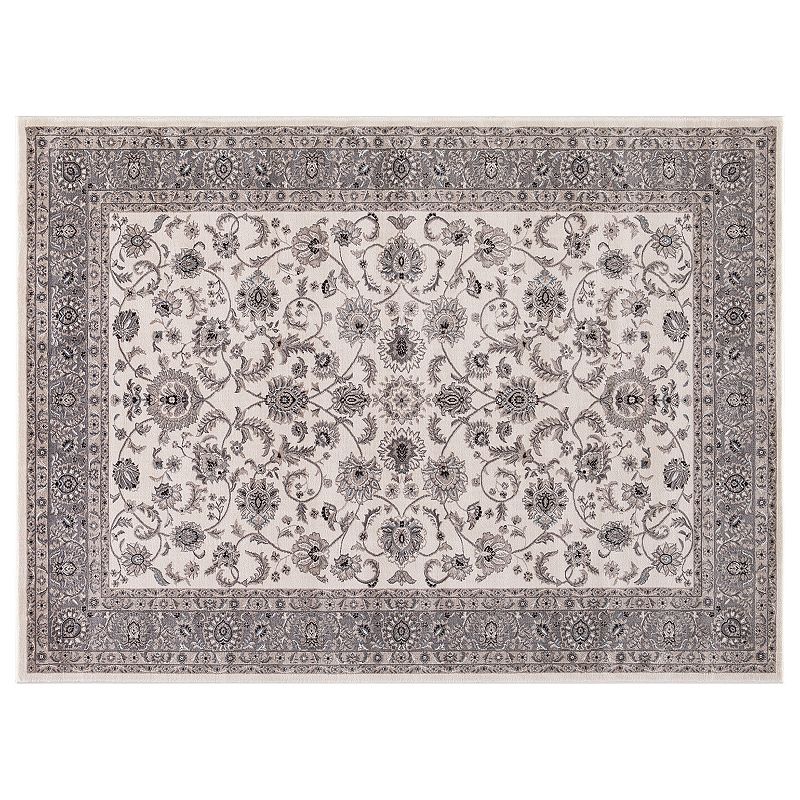 Concord Global Kashan Bergama Framed Floral Rug, Brt Red, 5X7 Ft
