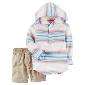 Toddler Boy Carter's Hooded Henley & Shorts Set