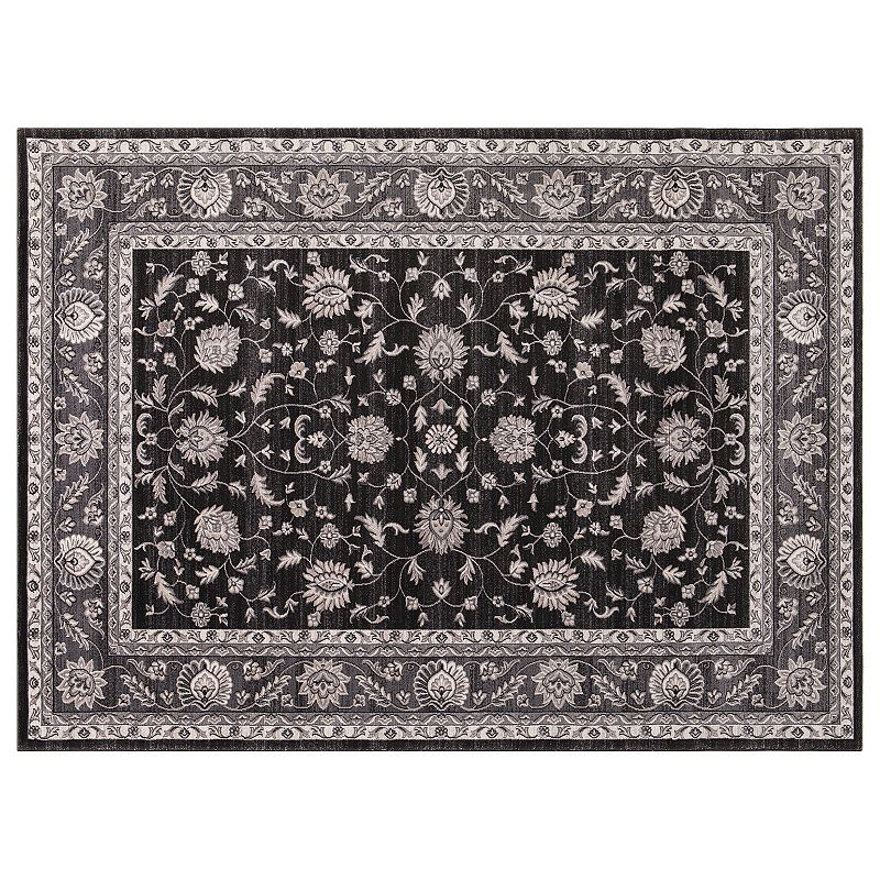 Concord Global Kashan Mahal Framed Floral Rug, Black, 8X10 Ft