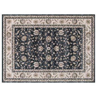 Concord Global Kashan Mahal Framed Floral Rug