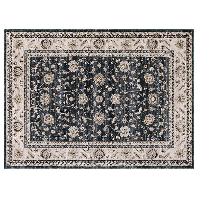 Concord Global Kashan Mahal Framed Floral Rug, Green, 6.5X9 Ft