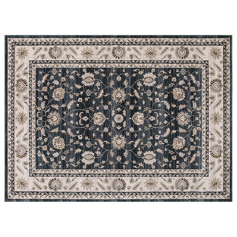 Concord Global Kashan Mahal Framed Floral Rug, Green, 5X7 Ft