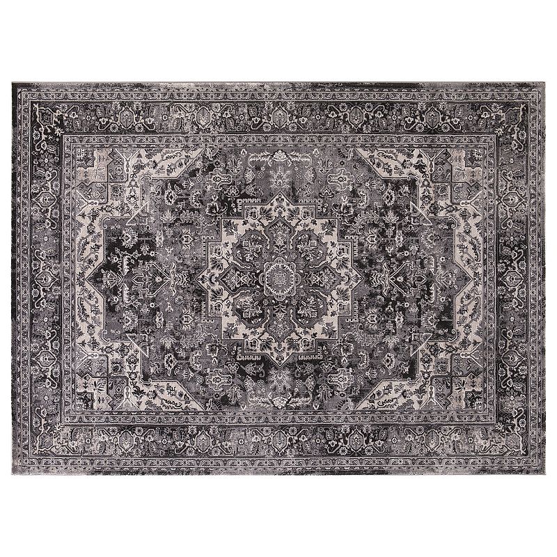 Concord Global Kashan Heriz Framed Floral Rug, Black, 8X10 Ft