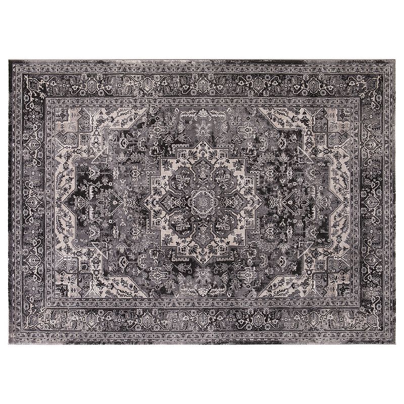 Concord Global Kashan Heriz Framed Floral Rug, Black, 6.5X9 Ft