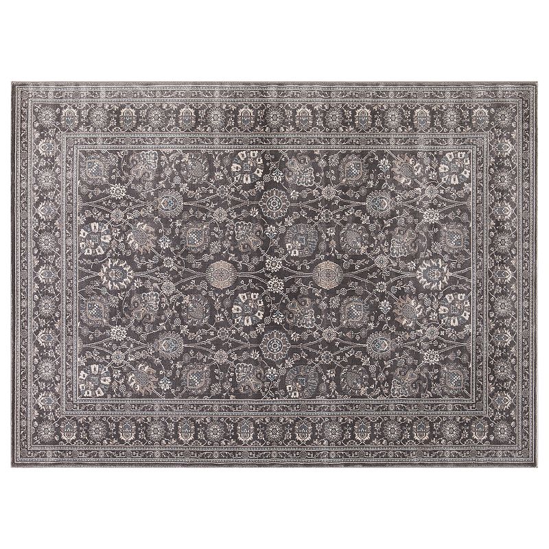 Concord Global Kashan Framed Floral Rug, Grey, 5X7 Ft