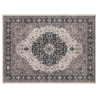 Concord Global Kashan Medallion Framed Floral Rug