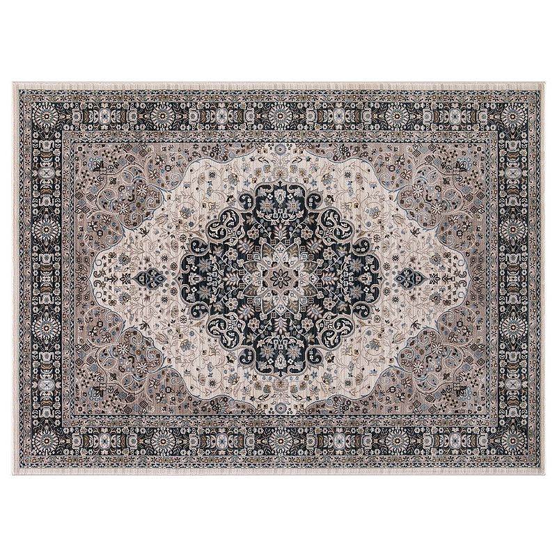 Concord Global Kashan Medallion Framed Floral Rug, Brt Red, 6.5X9 Ft