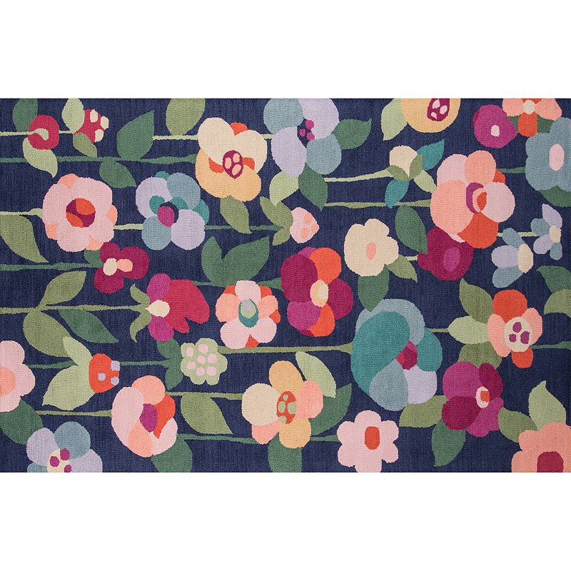 Momeni Newport Dorset Floral Wool Rug, Blue, 2X8 Ft