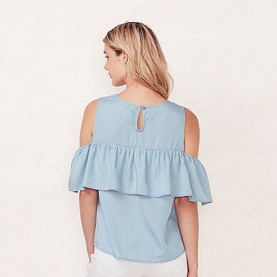 Women's LC Lauren Conrad Cold-Shoulder Chambray Shirt