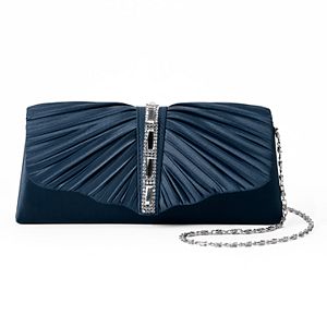 Gunne Sax by Jessica McClintock Andrea Satin Ruched Rhinestone Clutch