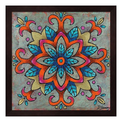 Mandala Blue Leaves Framed Wall Art