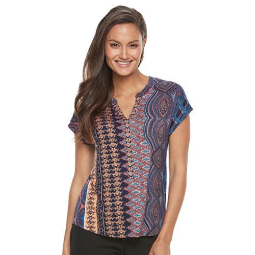 Women's Dana Buchman Printed Splitneck Top