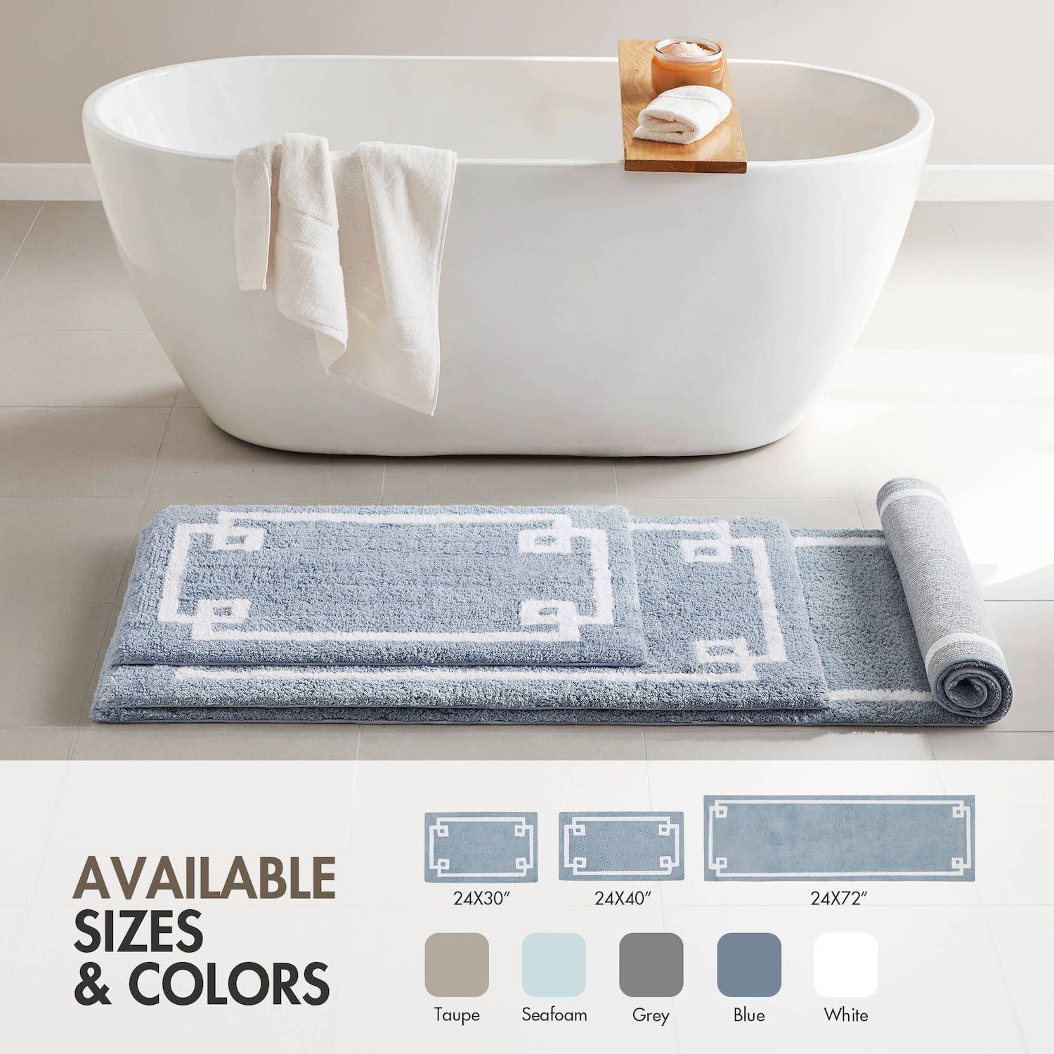 Madison Park Ethan Cotton Tufted Border Geometric Bathroom Rug