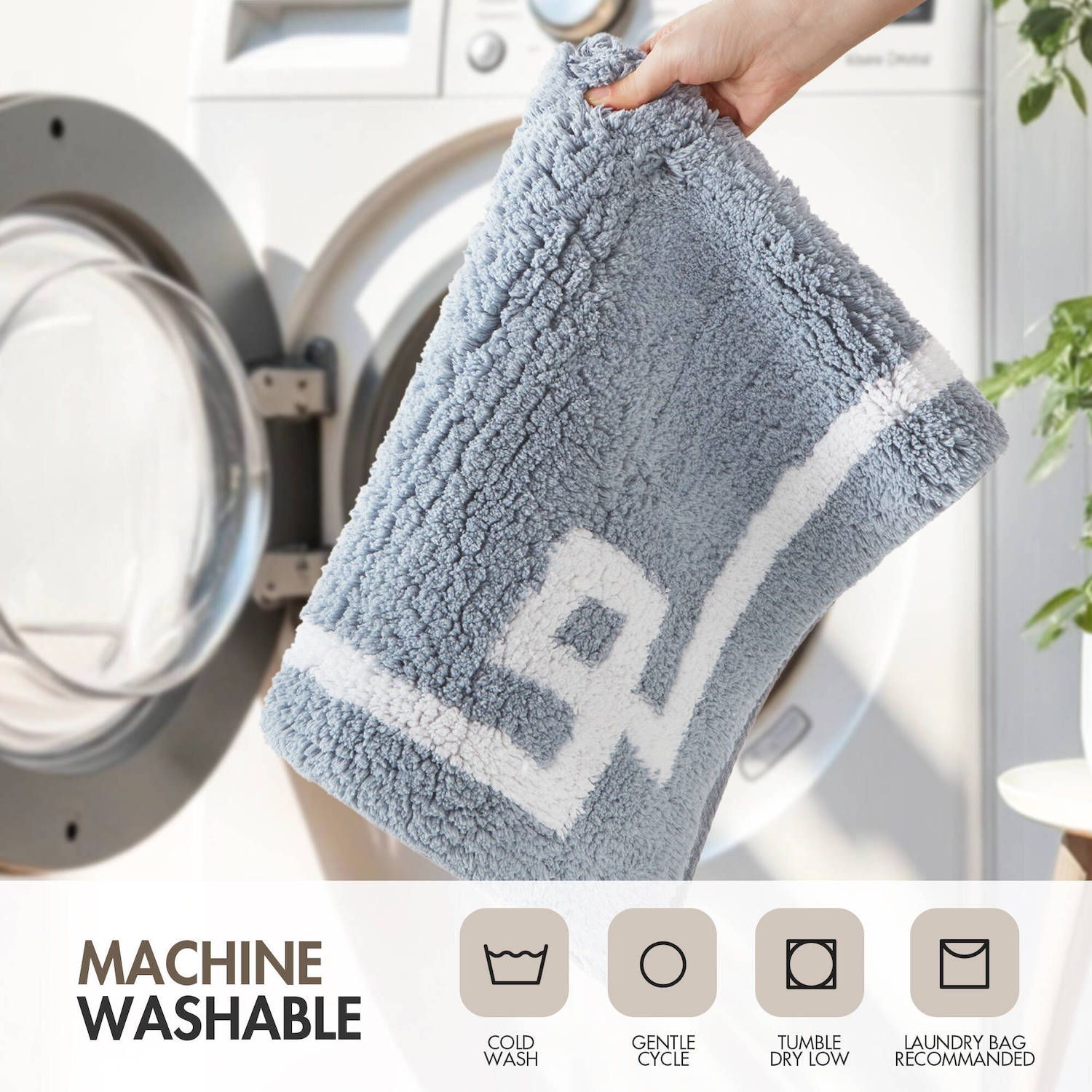 Madison Park Ethan Cotton Tufted Border Geometric Bathroom Rug