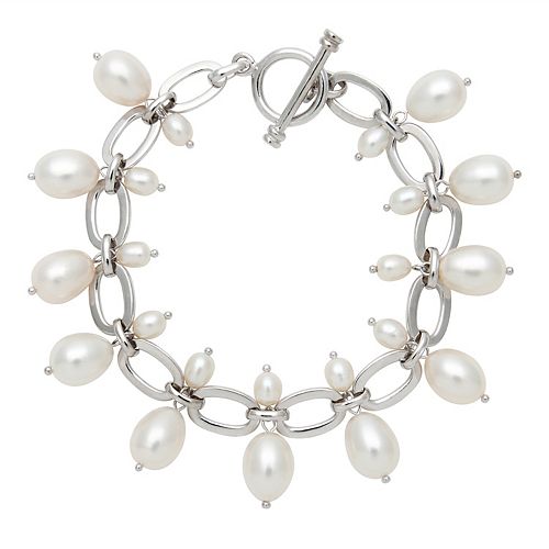 Sterling Silver Freshwater Cultured Pearl Drop Bracelet