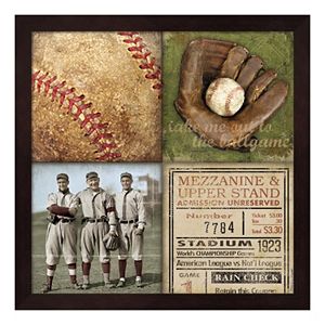 Baseball 4 Patch Framed Wall Art