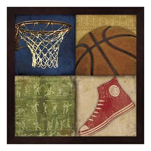 Basketball 4 Patch Framed Wall Art