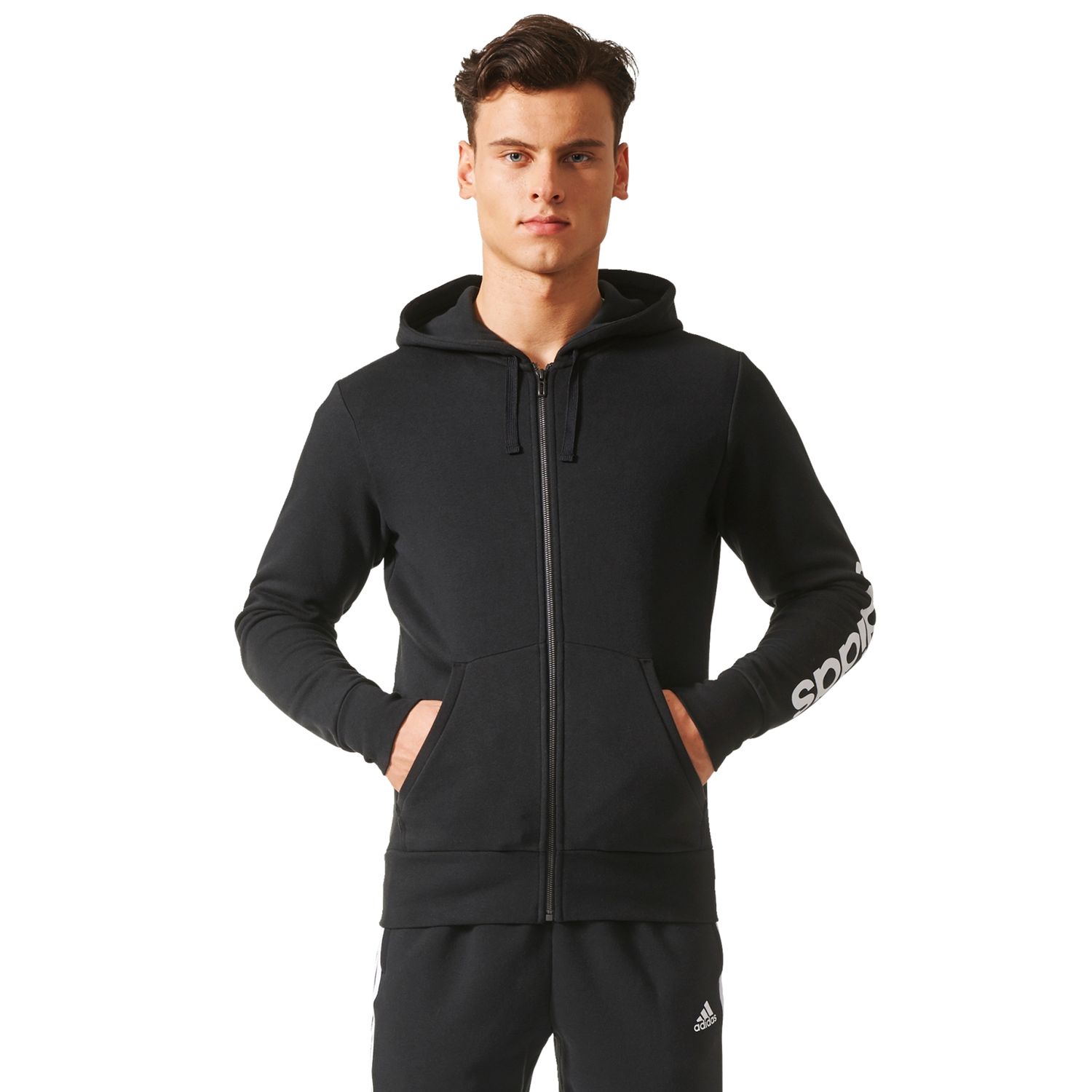 adidas essentials linear full zip hoodie