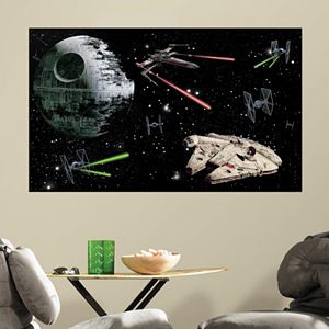 Star Wars Death Star & Millennium Falcon Peel & Stick Mural Wall Decal by RoomMates