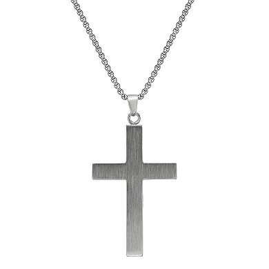 LYNX Men's Stainless Steel Cross Pendant Necklace