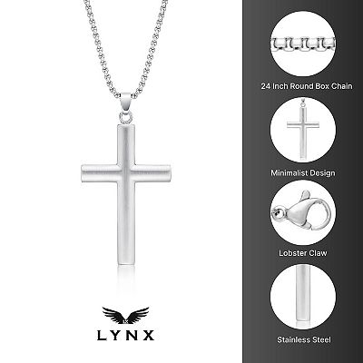 LYNX Men's Stainless Steel Cross Pendant Necklace