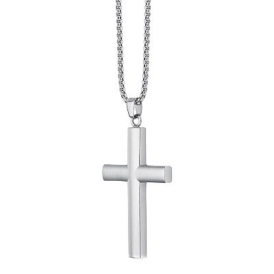 LYNX Men's Stainless Steel Cross Pendant Necklace