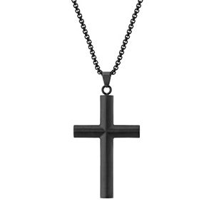 LYNX Men's Stainless Steel Cross Pendant Necklace