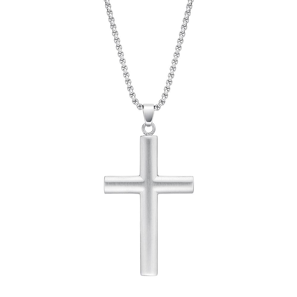 LYNX Men's Stainless Steel Cross Pendant Necklace