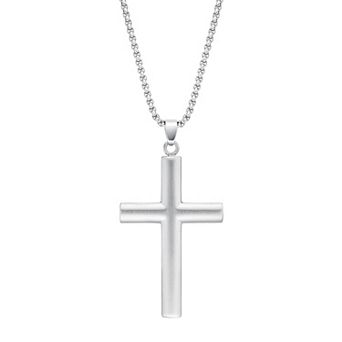 LYNX Men's Stainless Steel Cross Pendant Necklace