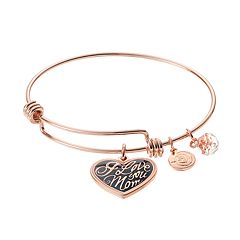 love this life Crystal "I Love You Mom" Heart Charm Bangle Bracelet