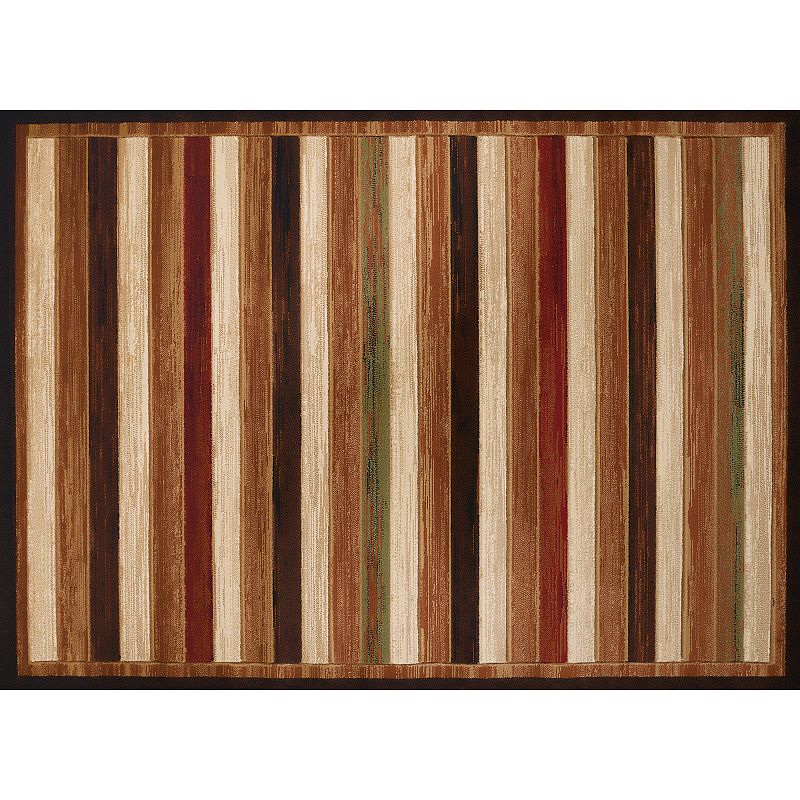 United Weavers Studio Painted Decks Striped Rug, Brown, 5X7 Ft