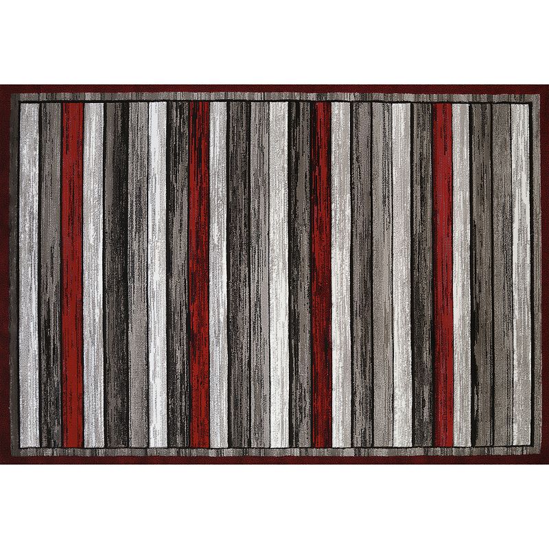 United Weavers Studio Painted Decks Striped Rug, Red, 5X7 Ft