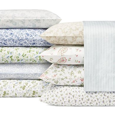 Laura Ashley Sateen Cotton 300 Thread Count Printed Sheet Set