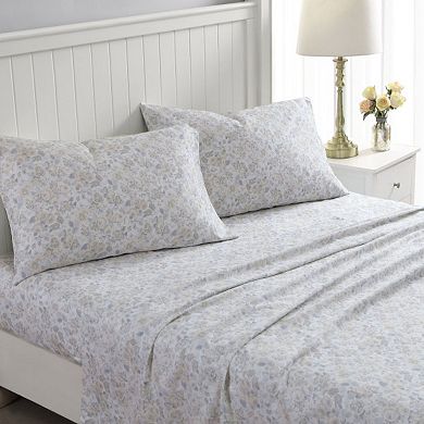 Laura Ashley Sateen Cotton 300 Thread Count Printed Sheet Set