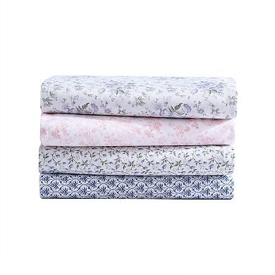 Laura Ashley Sateen Cotton 300 Thread Count Printed Sheet Set