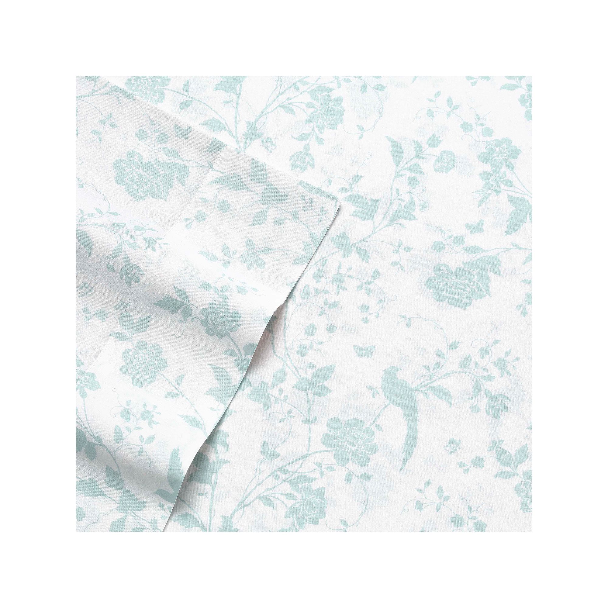 Laura Ashley Sateen Cotton 300 Thread Count Printed Sheet Set, Garden Palac