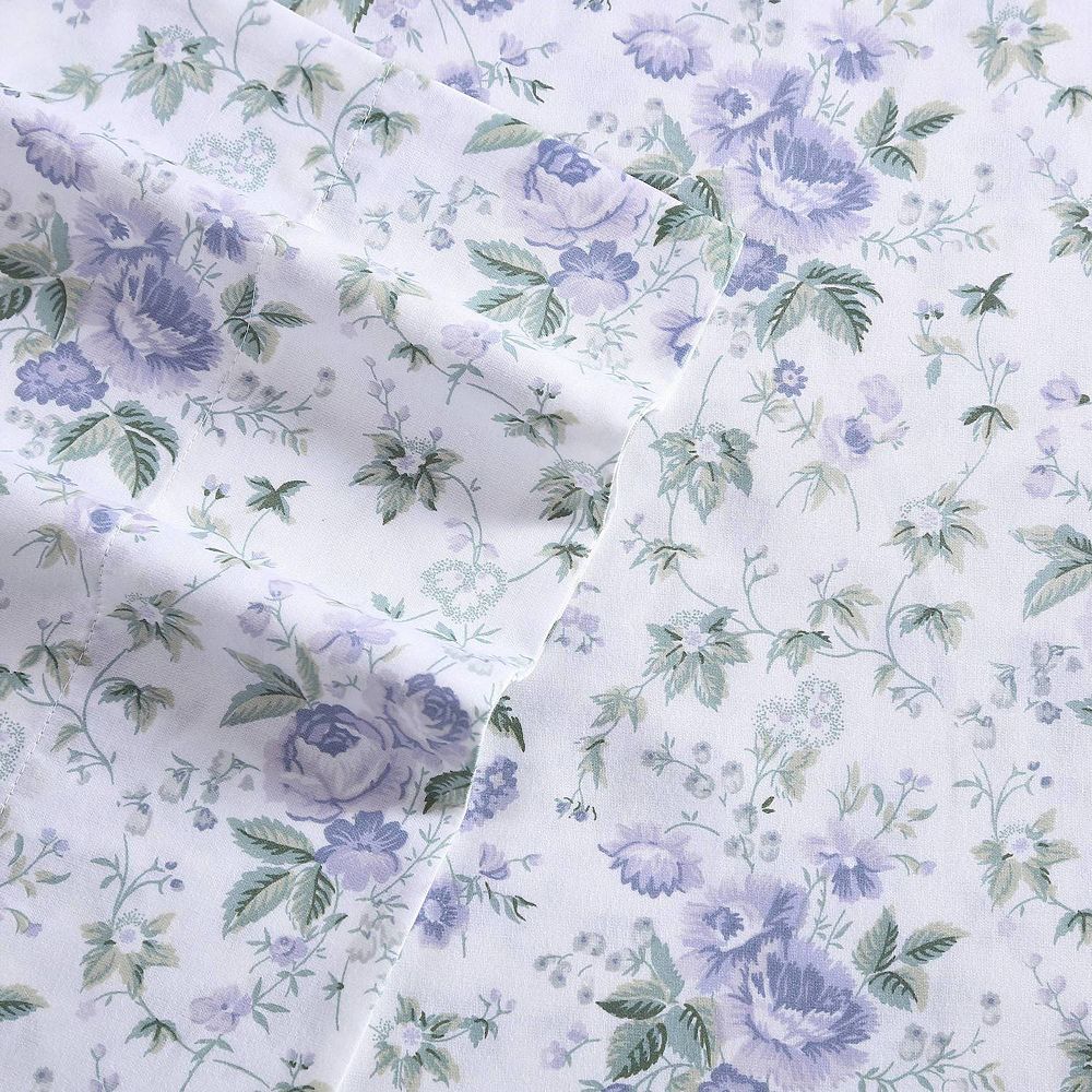 Laura Ashley Sateen Cotton 300 Thread Count Printed Sheet Set