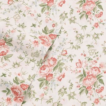 Laura Ashley Sateen Cotton 300 Thread Count Printed Sheet Set