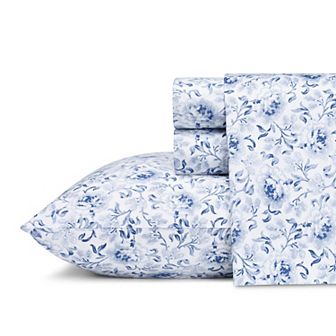 Laura Ashley Sateen Cotton 300 Thread Count Printed Sheet Set