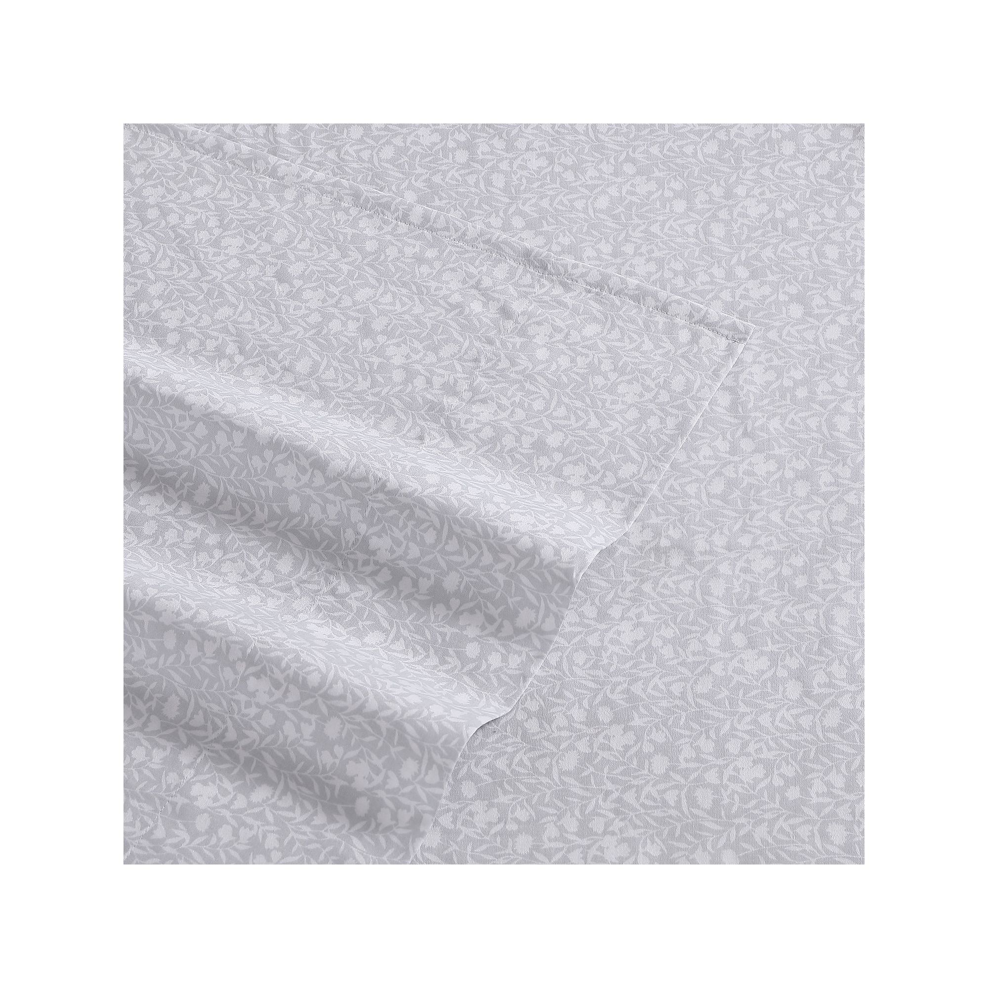 Laura Ashley Sateen Cotton 300 Thread Count Printed Sheet Set, Winnie Gray