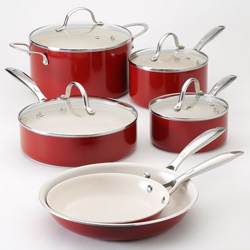 Food Network™ 10-pc. Red Nonstick Ceramic Cookware Set