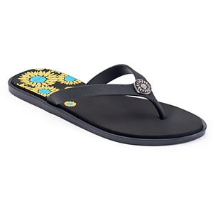 love this life Rhinestone Sunflower Print Flip Flops