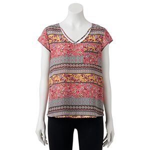 Juniors' Pink Republic Floral Strappy Tee