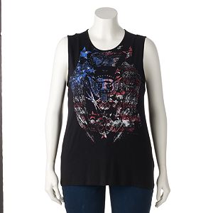 Plus Size Rock & Republic® Embellished Eagle Tank